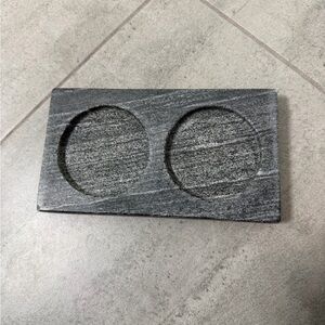 Crate & Barrel Hayes 2-Slot Black Marble Soap Tray